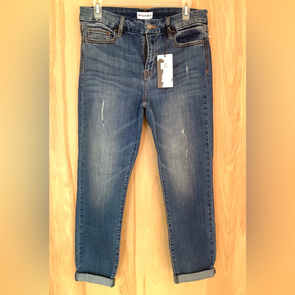 Studio Blue Distressed Cuffed Ankle Jeans - NWT